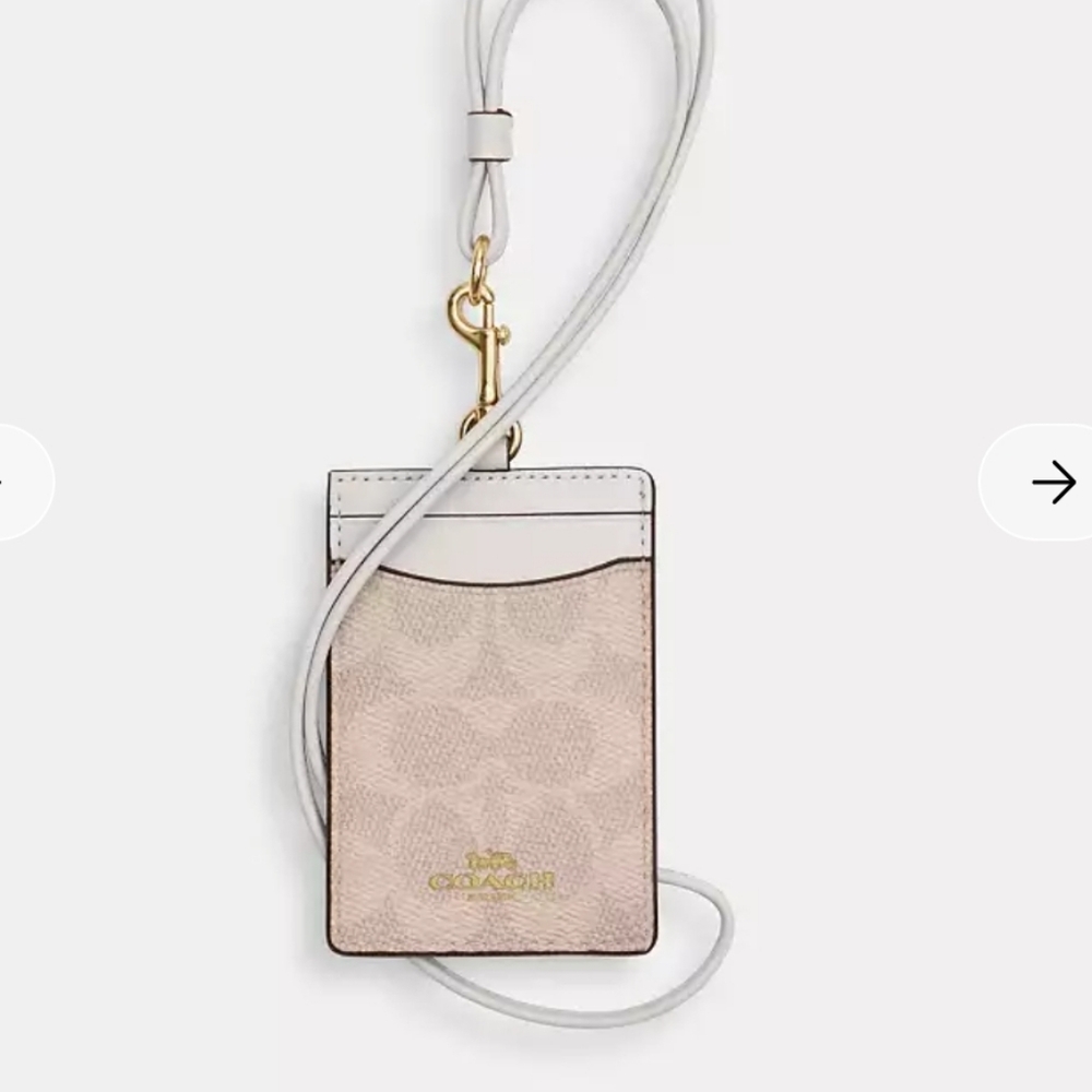 NEW Coach Cream and White Card Holder with Strap